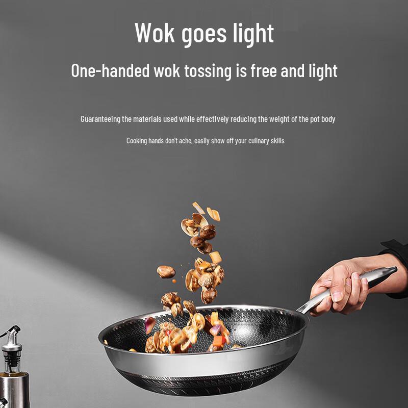 Shangheng 316L Stainless Steel Honeycomb Non-Stick Wok 32cm