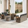 vidaXL 8-piece Garden Sofa Set with Grey Poly Rattan Cushions, vidaXL 3363118 Garden Dining Set