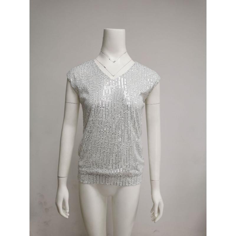 Women's V-neck Sequined Sleeveless Sparkly Tank Top for Women