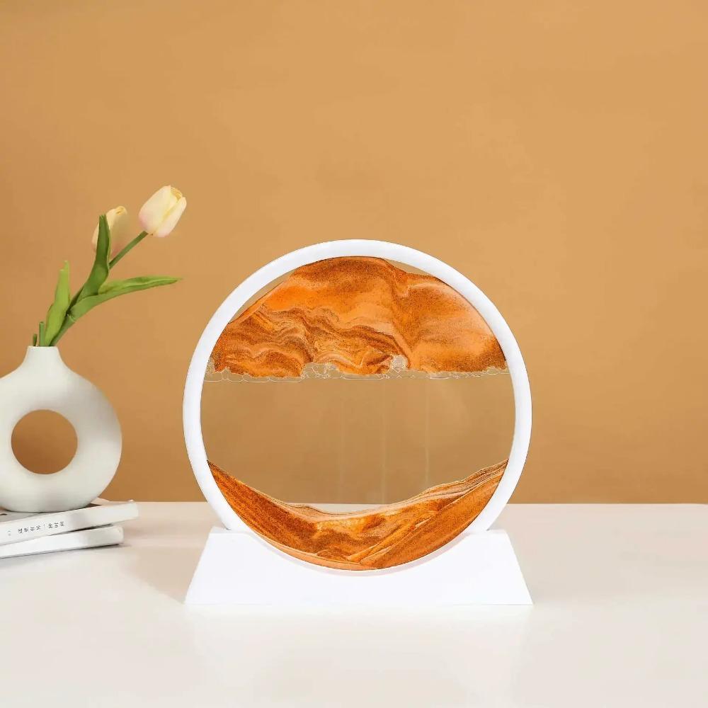 3D-Sandlandschaft, bewegliches Sandkunstbild, Treibsandhandwerk, rundes Glas, Tiefsee-Flüssigkeits-Sanduhr, fließendes Sandgemälde, Heimdekor, Geschenk