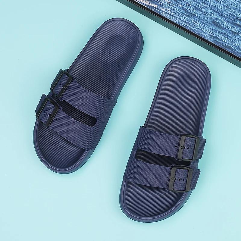 Fashion Summer Yellow Men's Slippers Size 39-47 Buckle Design Indoor Slippers For Men Comfortable Non-Slip Platform Sandals Man Slides