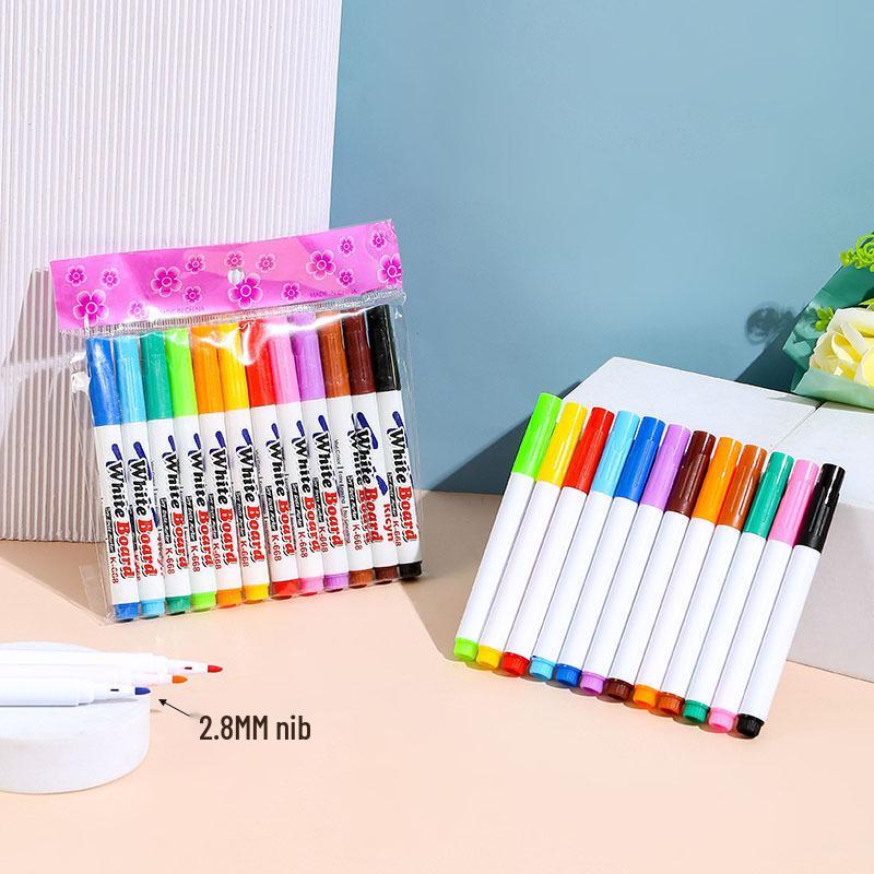 

12-Color Floating Oil-Based Whiteboard Marker Set for Baby Doodle Drawing