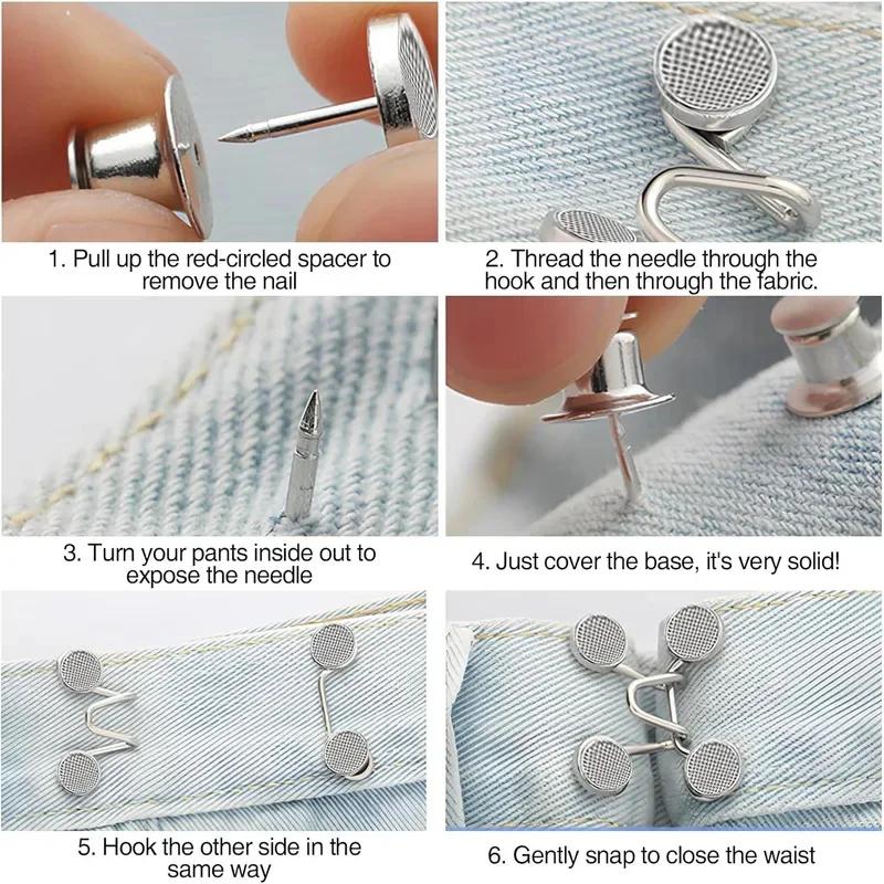 2/4/8 Sets Pant Waist Tightener Button Pins Jeans Button Tightener To Make Smaller Waist Tightener