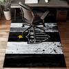 Black And White Stripes With Star Printed Office Carpet Chair Cushion  Entryway Rug, Rugs for Living Room, Bedroom Christmas gifts