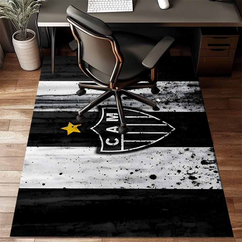Black And White Stripes With Star Printed Office Carpet Chair Cushion Entryway Rug, Rugs for Living Room, Bedroom Christmas gifts