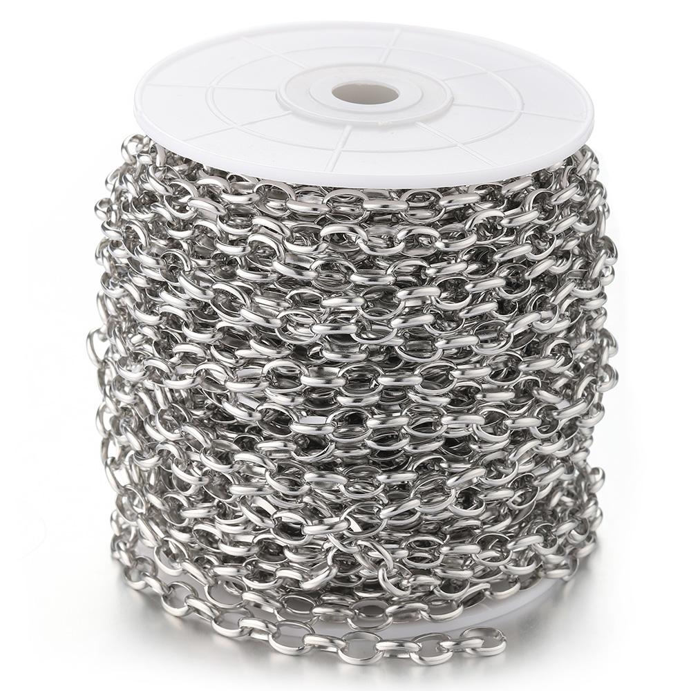 No Fade 1meter 7.5mm Stainless Steel Chain Gold Necklace Rolo Strong Link Chain for Bracelet Jewelry Making Accessories DIY