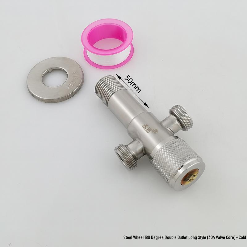 304 Stainless Steel Dual Outlet Hot/Cold Angle Valve Water Heater Diverter Switch