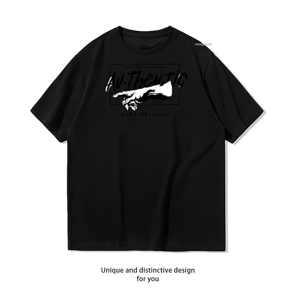 Powerful Pointing Finger cotton T shirt Unisex Adult couple streetwealtops tee Short sleev Casual S