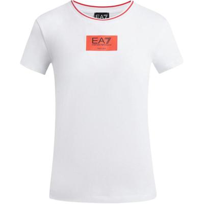 Emporio Armani EA7 SS24 Letter Logo Print Crew Neck T-Shirt Women Tops White 3DTT34-TJTYZ-1100