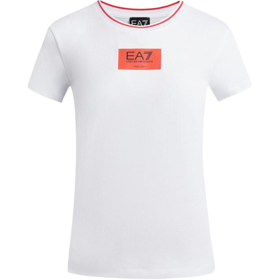 Emporio Armani EA7 SS24 Letter Logo Print Crew Neck T-Shirt Women tops White 3DTT34-TJTYZ-1100 S