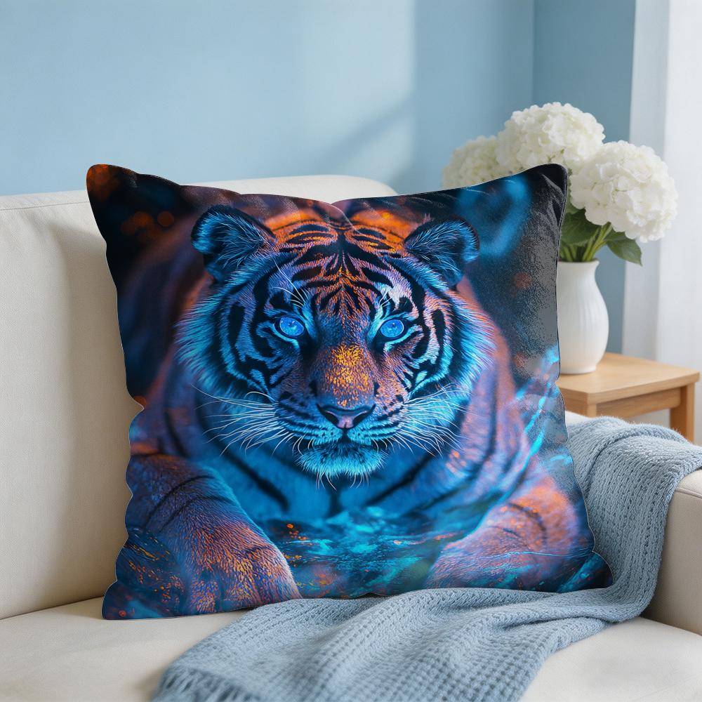 Tiger Animal Print Pattern Cushion Cover Square Pillow Bedroom Sofa Leisure Comfort Living Room Home Decoration X