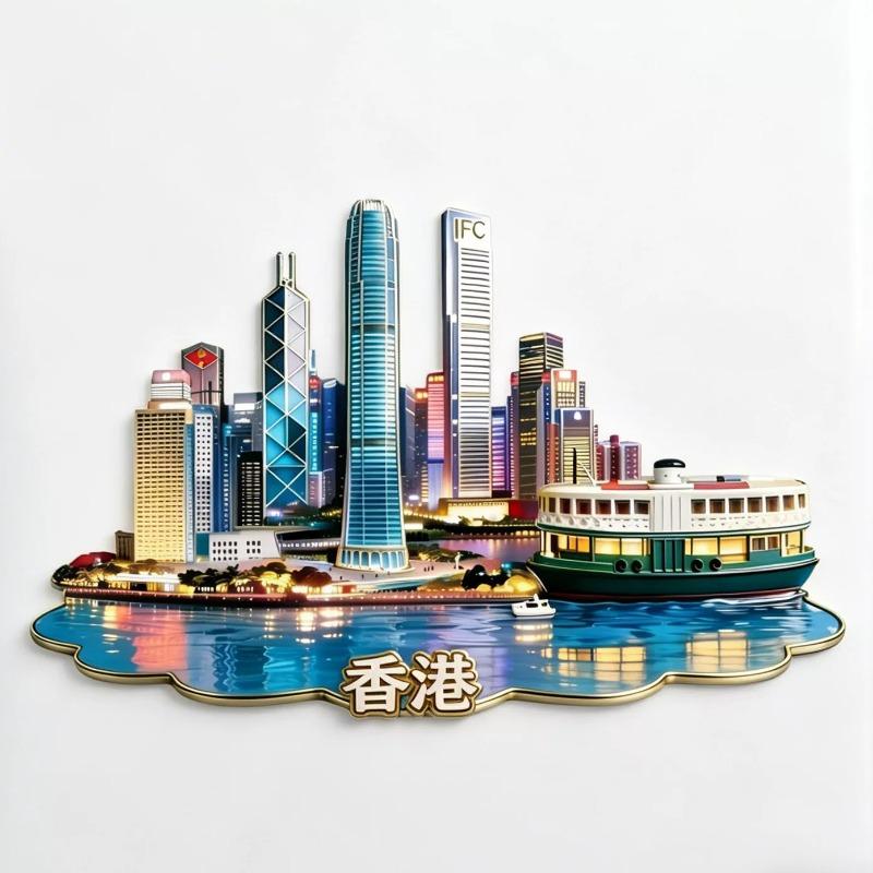 Souvenirs de Voyage Chine Aimants de Frigo en Métal Wuhan Shanghai Luoyang Xiamen Guiyang Shenzhen Hong Kong Shenzhen Autocollants de Frigo