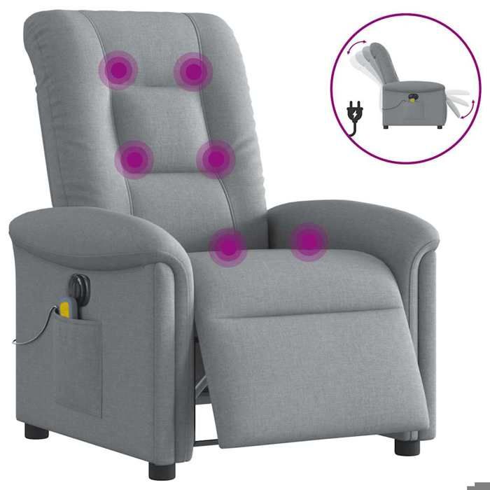 VidaXL Electric Reclining Massage Chair Light Grey Fabric, Electric Massage Chair, Recliner 3303244