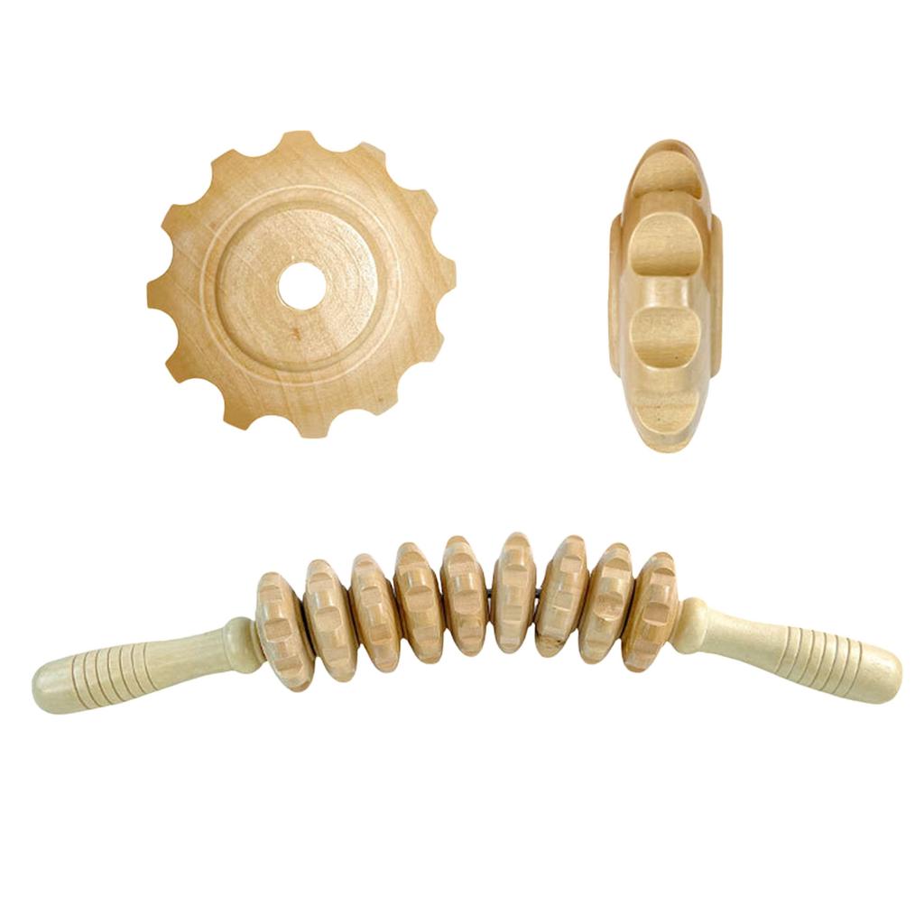 Wooden Roller Massager Wooden Therapy Roller Gear Stick Abdomen Body Muscle Belly Relief Tool Suitable for Women and Men