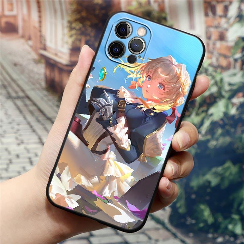 Apple Case For iPhone 11 12 13 Pro Max mini XS X XR 7 8 6 6S plus SE 2020 Soft Silicone Cases Cover Violet Evergarden Girl Anime