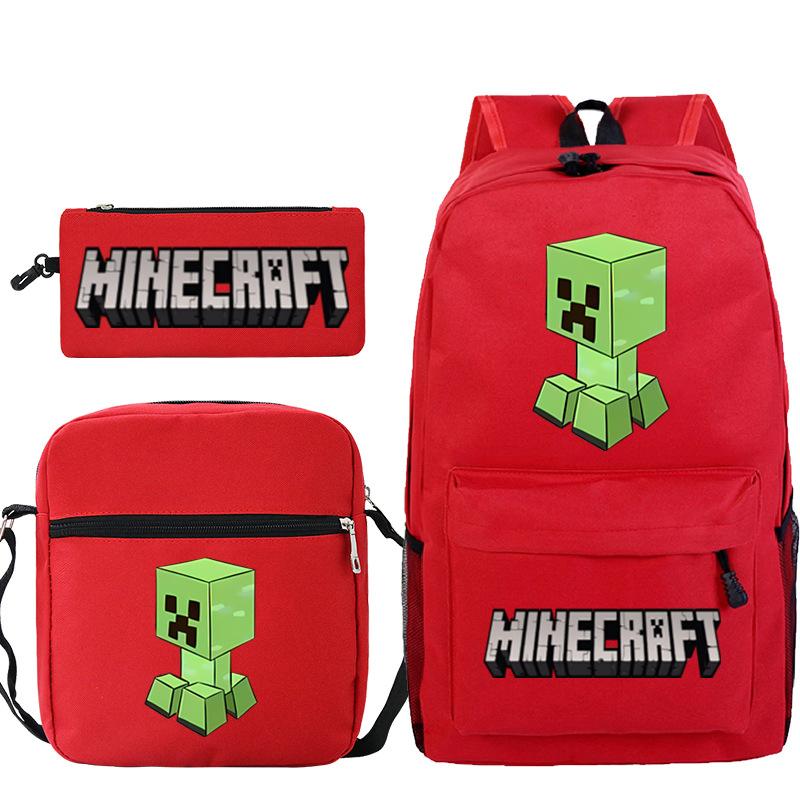 Game Minecraft Printed Children'S School Bag Oblique Span Bag Stationery Pencil Bag Student Backpack Set