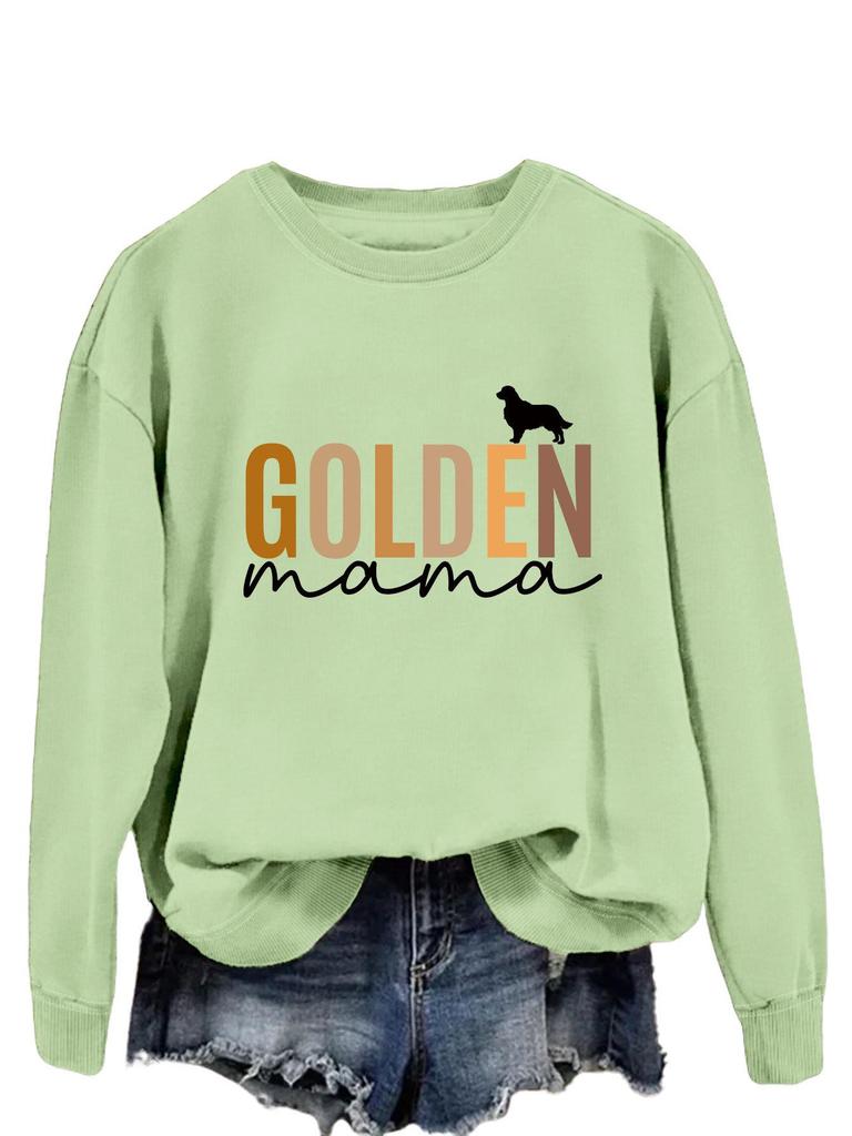 GOLDEN Mama European & American Women's Long-Sleeve T-shirt Pullover Sweatshirt for Spring & Autumn