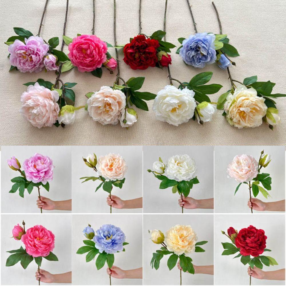 2 Heads Peony Artificial Flower Peony Multicolor Bridal Bouquets Vivid Wedding Ornament Gift