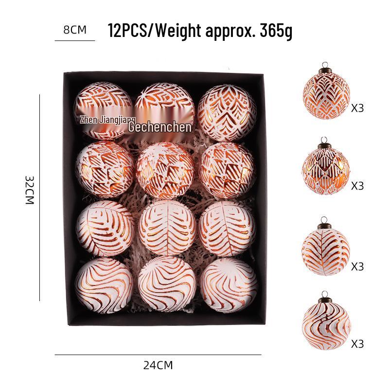 Retro 8cm Christmas Ball Set: 12 Decorative Ornaments for Festive Scenes and Tree Decoration