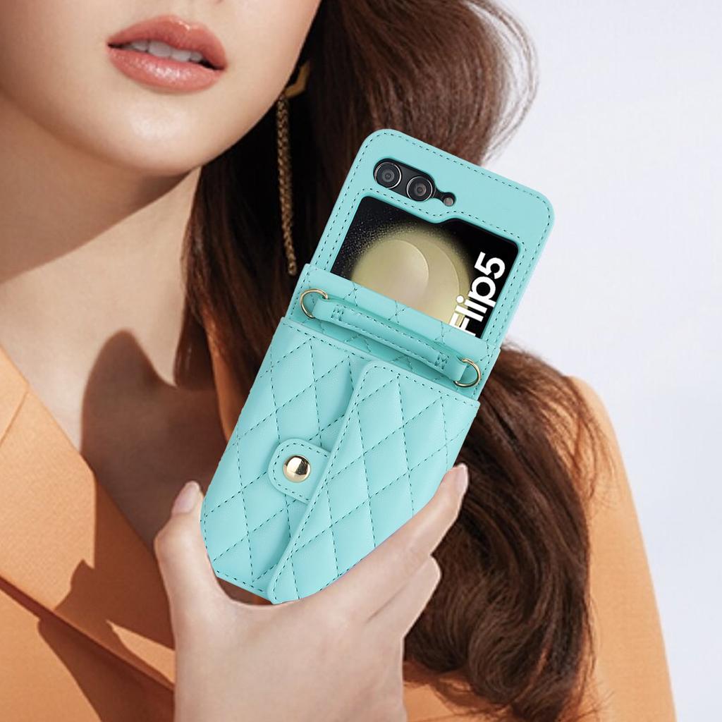 Crossbody Bag Fashion Leather Case For Samsung Galaxy Z Flip 7 FE 6 5 4 3 Flip7 Flip6 Flip5 5G Long Lanyard Wallet Card Cover
