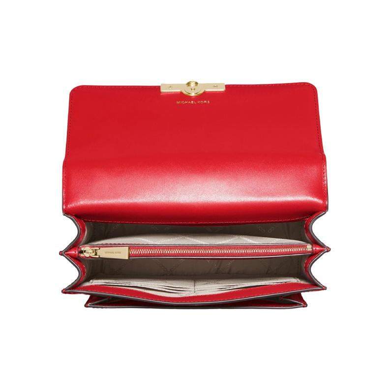 Michael Kors Jade Flap Chain Solid Color Minimalist Leather Shoulder Bag Women Shoulder Bag Red 30S9GJ4L9L683
