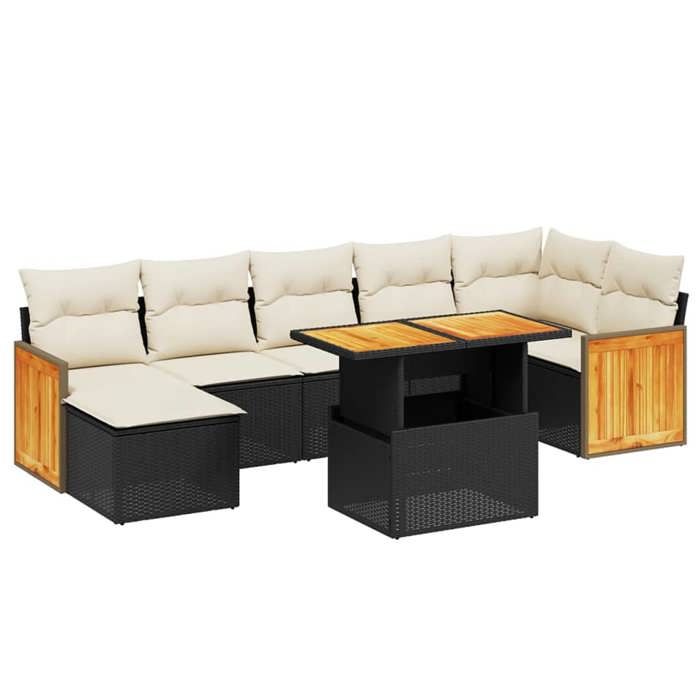 VidaXL Garden Lounge Set with Cushions 8 Pcs, Patio Sofas, Patio Furniture Set, Outdoor Furniture, Black 3274066