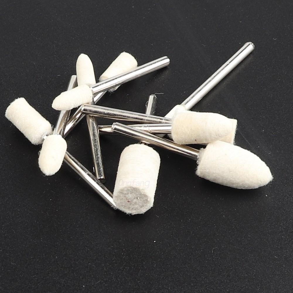 10Pcs/5Pcs Wool Felt Mounted Polishing Buffing Wheel OD 3-10mm Grinding Head for Dremel Drill Rotary Tool 3mm Shank