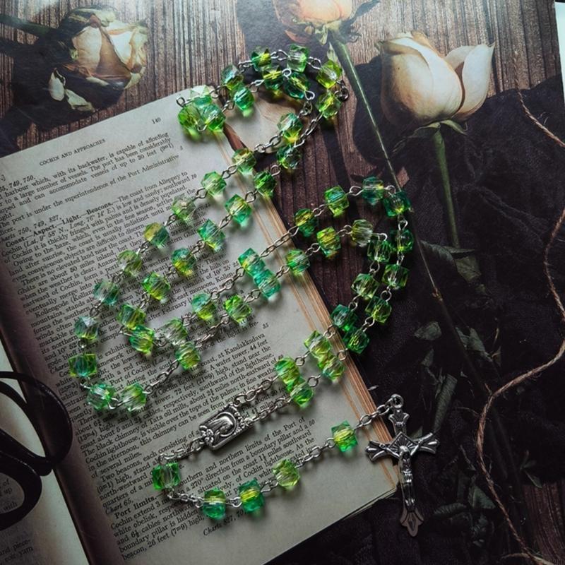 62KD Eye Catching Colors Necklace Rosary Necklace Perfect for Any Occasion for Christmas Party Church Decorations