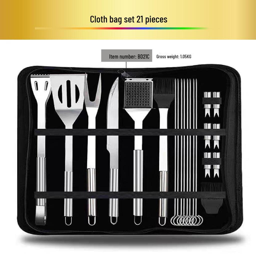 Outdoor BBQ Stainless Steel Tool Set: Knife, Fork, and Spatula