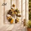 Fabric Scrap Garland Project DIY Patchwork Crafting Kit, Retro Floral Set with Bells Supplies And Simulated Flowers, Pastoral Style Wall Hanging