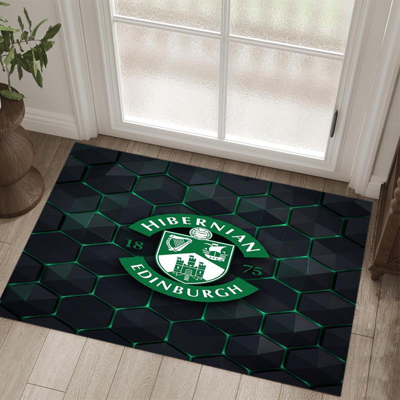 Hibernian FC Design Crystal Velvet Carpet Cozy Non?Slip Printed Rug For Bedroom Living Room Entrance