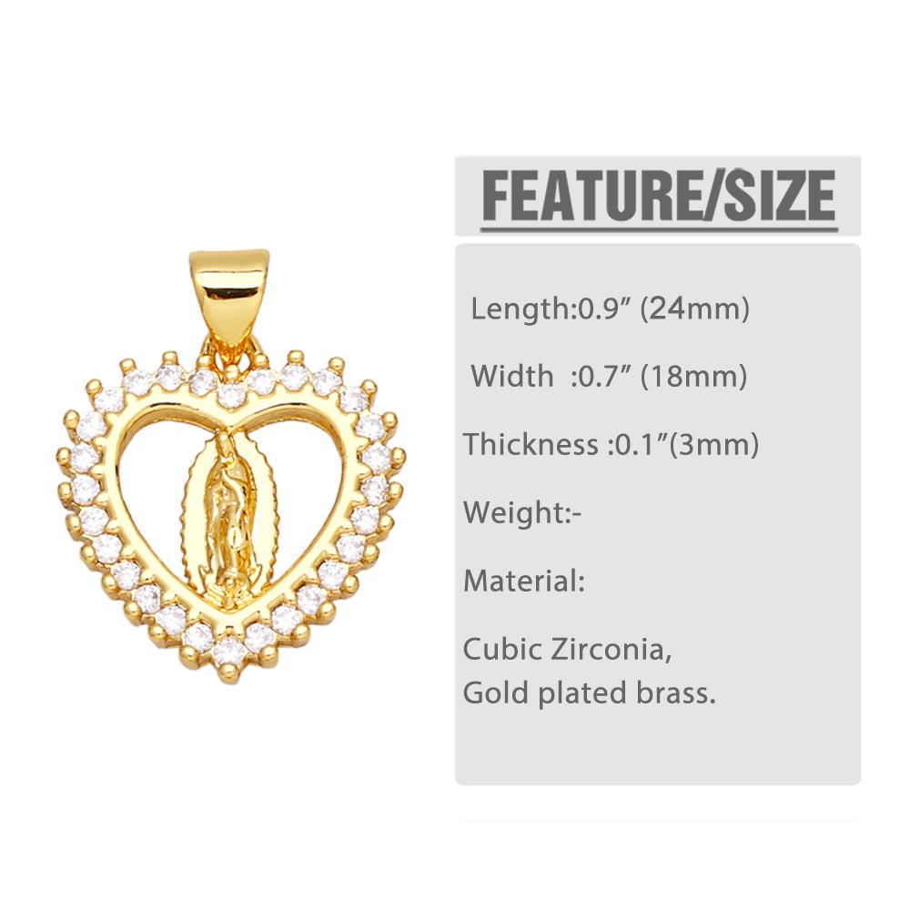 OCESRIO White Crystal Virgin Mary Pendant for Necklace Copper Gold Plated Heart Water Drop Amulet Jewelry Making Supply Pdtb067