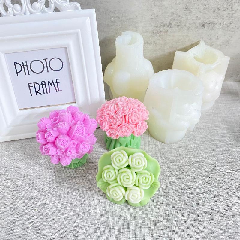 Tulip Bouquet Silicone Mold Diy Flowers Aroma Candle Molds Candle Making Supply Valentine'S Day Gift
