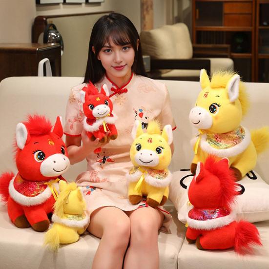 2026 Year of The Horse Plush Doll Lucky Horse Mascot Toy Soft Pony Plushie New Year Festival Decor for Kids Adults