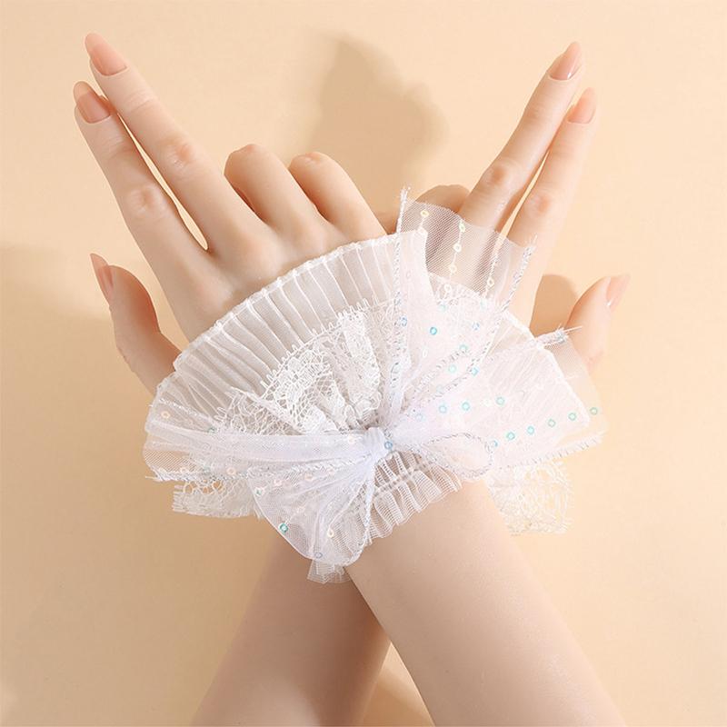 Detachable Lace Short Wrist Flared Cuffs Coat Mesh Fake Sleeves Ruffles Wristband Lolita Decorative Accessories