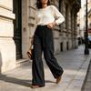 Women's Corduroy Wide Leg Pants With, Color Casual Long Trousers for Everyday Wear
