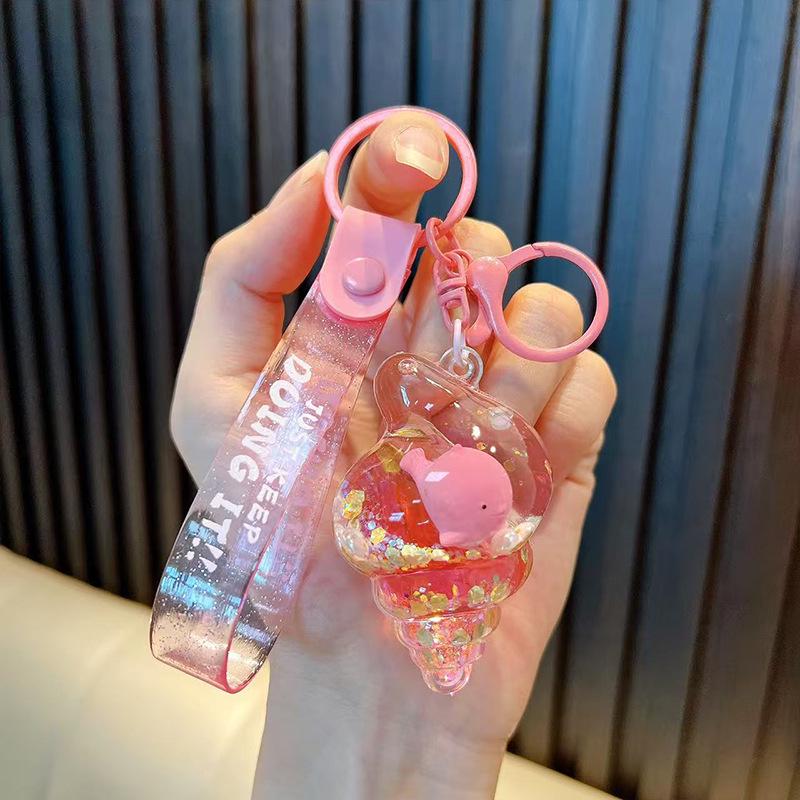 Snäcka Sand Flytande Flaska Nyckelring - Söt Docka Prydnad Hänge