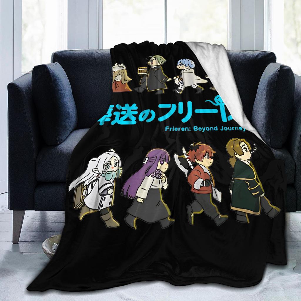Frieren Beyond Journey's End Blankets Flannel Print Full Character Multi-function Lightweight Throw Blankets Bedspreads Quilt