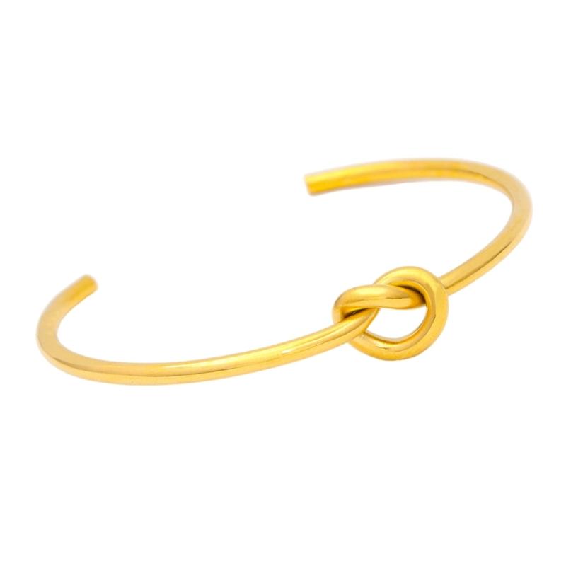 Elegant Geometric Open Knot Bangle Bracelet In Gold Finish Jewelry Accessory for Fashionable Women Seek Unique Styles