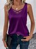 Elegant Women's Clothing Satin Imitation Silk Pullover V-neck Sleeveless Vest Top T-shirt Women