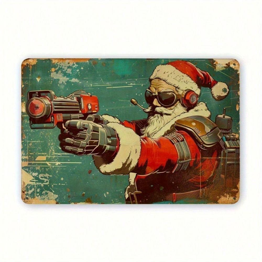 Metal Tin Sign Watercolor Christmas Tree Retro Wall Decor 20x30cm
