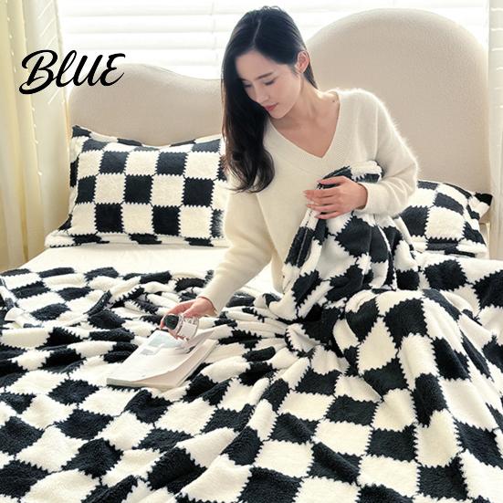 Soft Baby Blanket Bed for Fluffy Checkered Plush Breathable Chessboard Pattern Weaved Polyester All Season