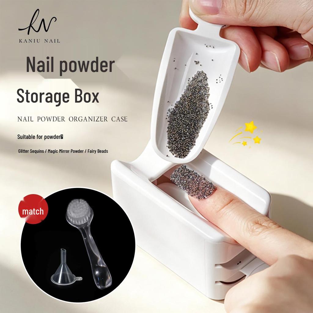 Nail Art Glitter & Sequin Double-Layer Storage Box with Crushed Diamond Powder Tools Set