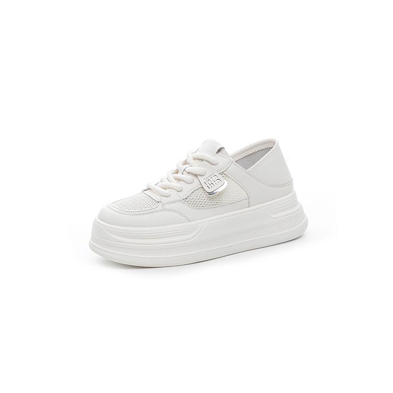 Leather mesh breathable little white shoes women's shoes summer new thick baseplate shoes versatile casual sports shoes