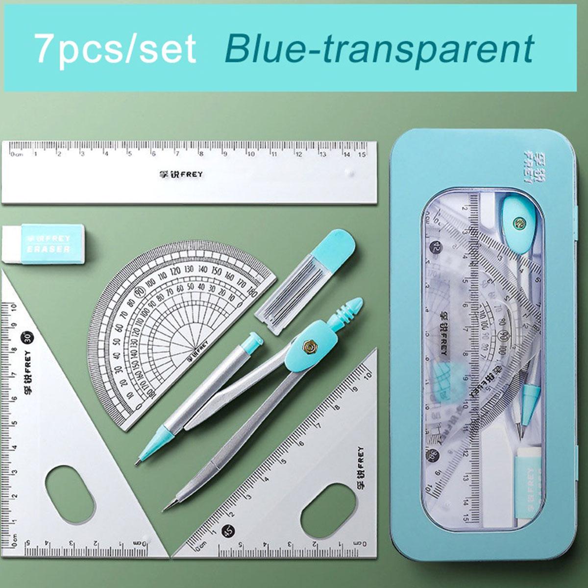 

Back To School 7 Pcs/set Mathematical Rulers Set Professional Compass Ruler Multi-function Drawing Tools Students Stationery