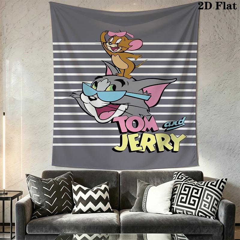 Tom Jerry Friendship Tapestry Fashion Print Background Cloth Homestay Soft Decoration Tapestry Atmospheric Background Cloth Gift