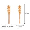 Vintage Metal Three Flower Dangle Earrings for Women Bling Long Tassel Rhinestone Chain Earrings Exaggerated Elegent Jewelry