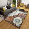 Retro Flower Printing Carpet Large Area Rug Living Room Bedroom Non-Slip Floral Pattern Floor Mat Bedside Sofa Home Decoration
