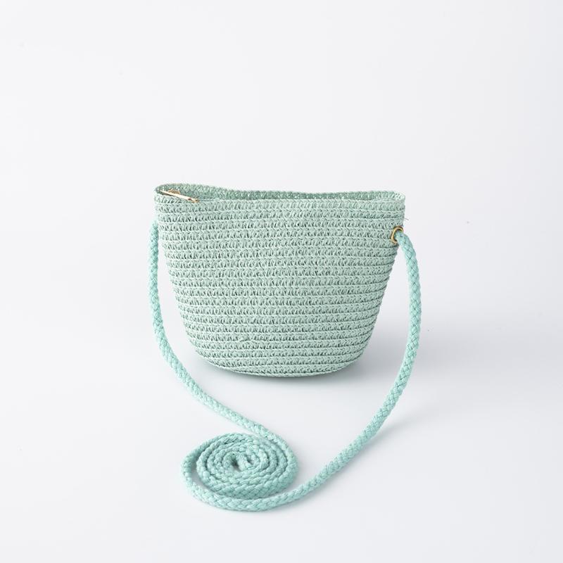 Handmade Woven Girl Flower Straw Bag Coin Purse Zipper Kid Messenger Bags Photo Props Storage Basket Crossbody Handbag
