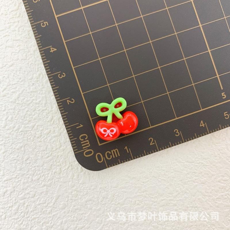 Mini Simulation Red Cherry Fruit Resin Accessories DIY Cream Glue Headband Hair Clip Stationery Patch